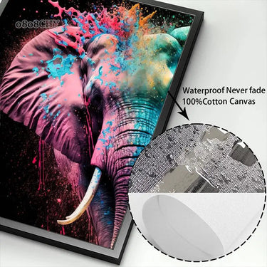 Vibrant Abstract Elephant Canvas Wall Art - InspiredGrabs.com